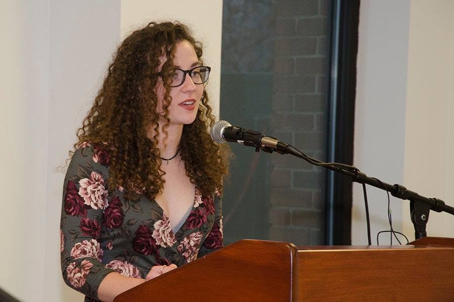 Rachael Munns reading a poem