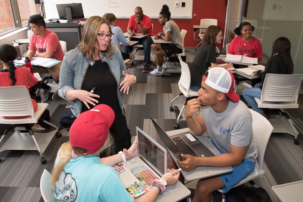 Students working in class