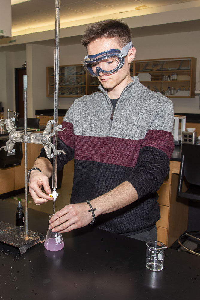 student working in chemistry lab