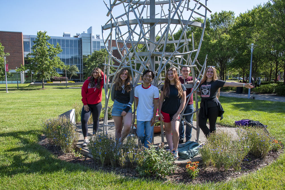 students outside on UC Blue Ash campus