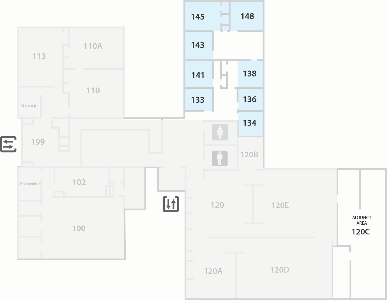 UC Blue Ash College Annex Floor Plan with legend